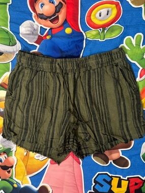 Olive Green Athletic Shorts with Built-In Liner
